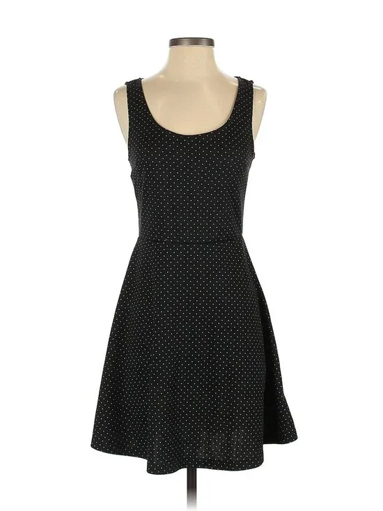 H&M Sleeveless Polka Dots Black White Skater Dress Size Small - Picture 1 of 9